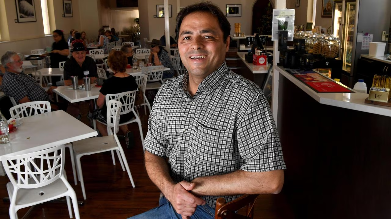 Saeid Shahzadeh Safavi, owner of Cafe Safavi, in the dining room
